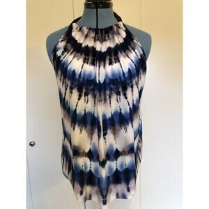 Aquagreen Swimsuit Halter Top Only Tie Strap Black Large 12/14 Bathing Tie Dye